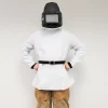 Strahlerschutzhelm C4-PLUS Leder mit Ärmeln, extrem robuster Glasfaser-Polyesterhelm mit Glas-Sichtscheibe und Innen-Klarscheibe, Körperschutz aus Leder mit Ärmeln, Artikel 144 154