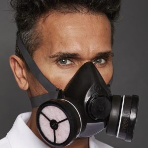 Doppelfilterhalbmaske Polimask DUPLO Combi A1-P1NR, wartungsarm aus hautsympathischem EPDM, komplett einsatzbereit mit auswechselbaren Filtern, Artikel 433 396